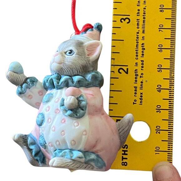 Vintage 1985 B. Shackman Schmid Kitty Cucumber Cat Juggling Ceramic Christmas Or - Picture 6 of 6